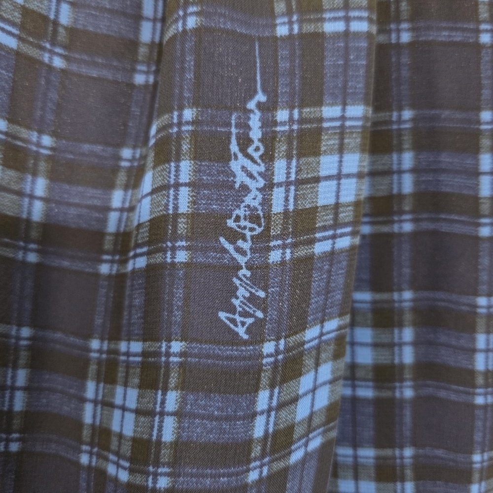 Apple Bottoms Navy Plaid Off-Shoulder Blouse Size L - Picture 4 of 7